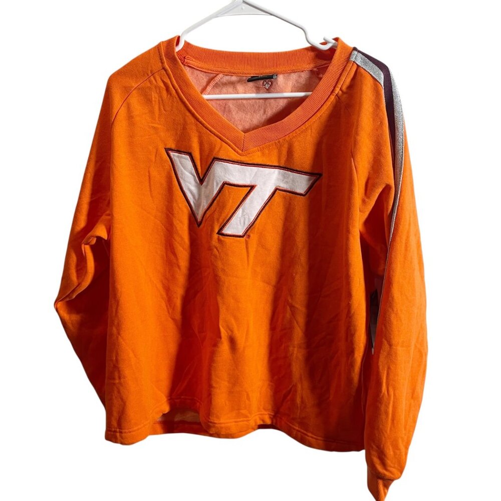Colosseum Womens XL Orange VT V-Neck Long‎ Sleeve Shirt Made In China